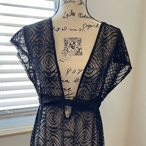 Full Length Black Lace Swim Coverup